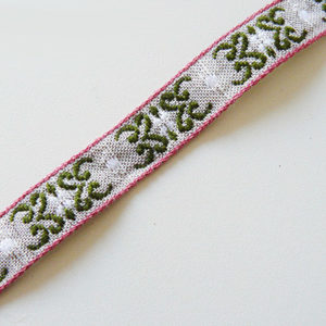 Band grau/ beige mit rosa/ grünem Muster