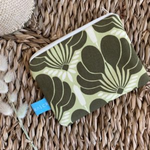 Geldbeutel, Mini-Täschchen, Grün, Retro, Flower