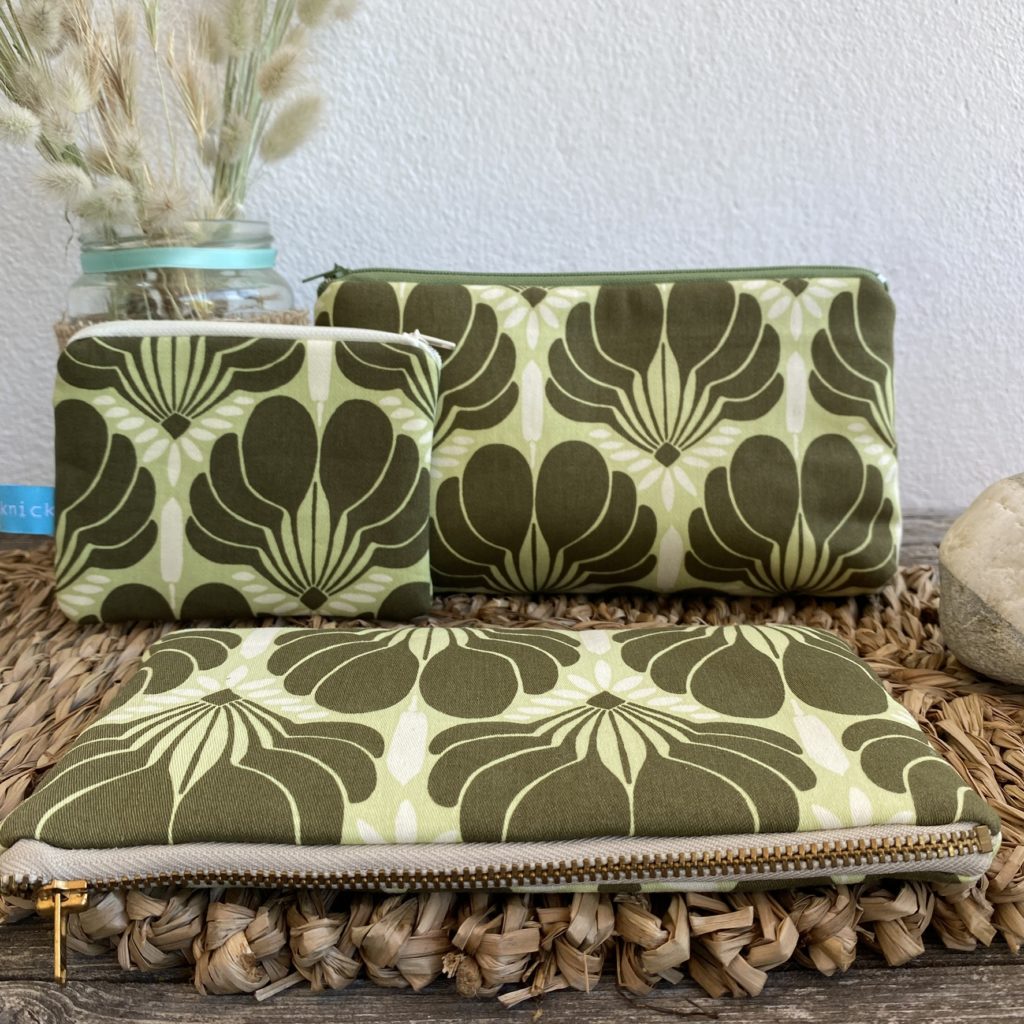 Set Taschen, Retro, Flower, grün