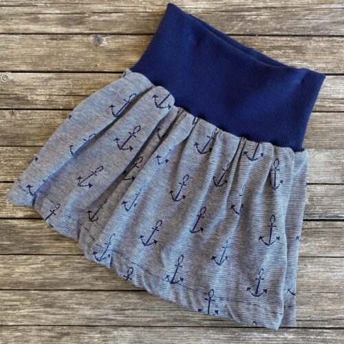 maritimer Rock zum Mitwachsen mit Ankern, blau-hellgrau gestreift