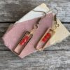 Ohrringe goldfarben, Rechteck, edel mit Glasperle rot