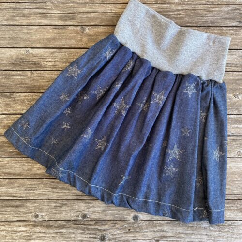 Jeans-Rock mit Glitzer - Sternen für Mädchen, Mitwachsmode