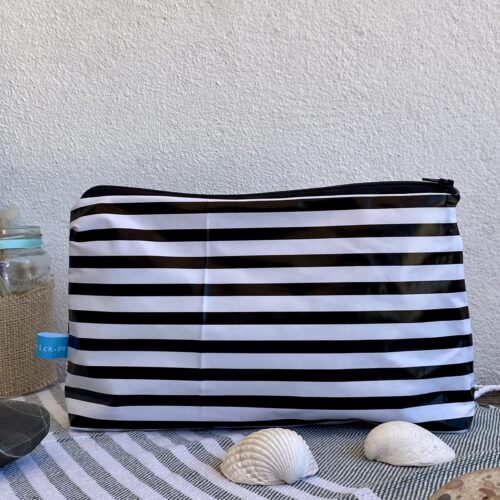 schwarz-weiss gestreiftes Wetbag, Schwimmtasche, Nasstasche für Strand oder Schwimmbad