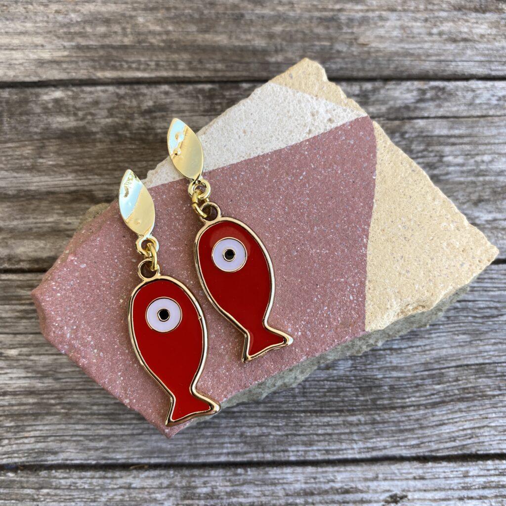 Ohrringe Fisch Rot
