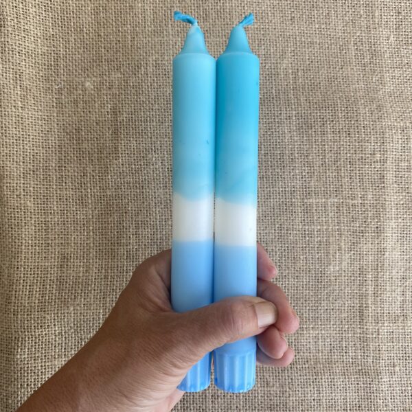 Dip Dye Kerzen türkis/ blau handgefärbt, 2er-Set, 2-farbig