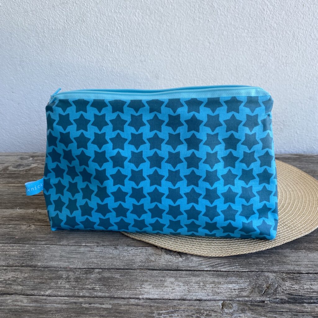 Wetbag, Schwimmtasche, Nasstasche für Strand oder Schwimmbad, Sterne türkis blau