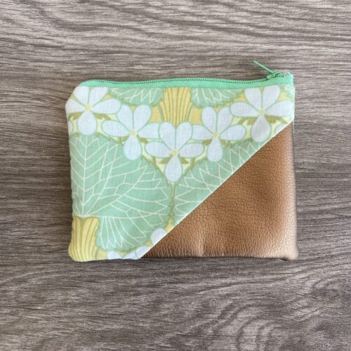 kleines Portemonnaie, Geldbeutel in hellgrün/ Baum mit Kunstleder in Kupfer