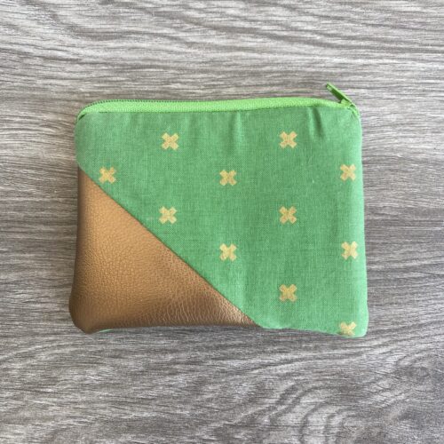 Mini Geldbörse, kleines Portemonnaie, Geldbeutel Grün/ Gold/ Kupfer