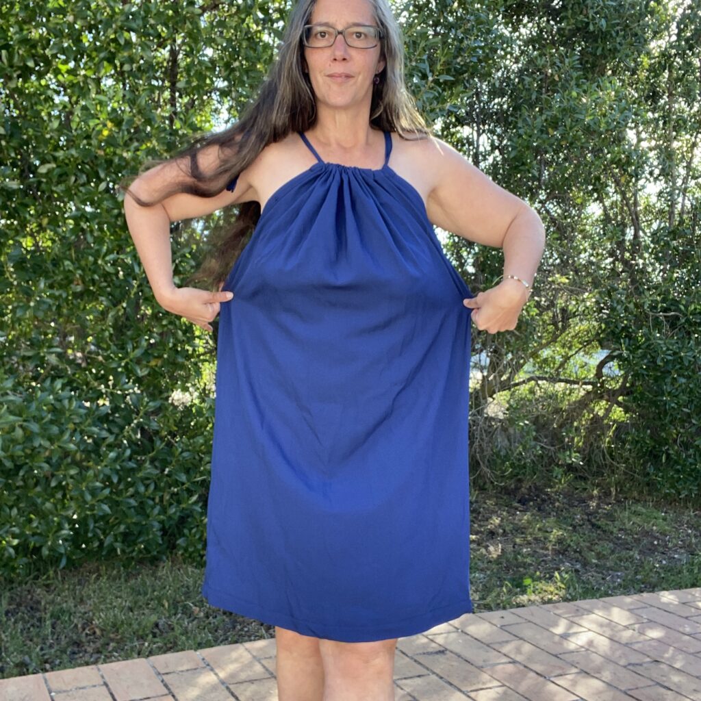 tolles leichtes Trägerkleid aus Viskose für Frühling und Sommer in Blau, One-size mit verstellbaren Trägern