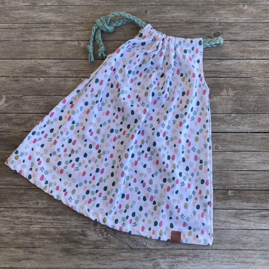 Sommerkleid zum Mitwachsen für Mädchen mit Glitzer und Punkten, Träger türkisgrün