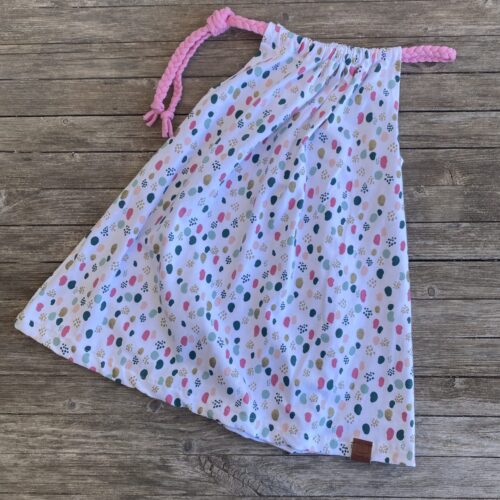 Sommerkleid zum Mitwachsen für Mädchen mit Glitzer und Punkten, Träger rosa