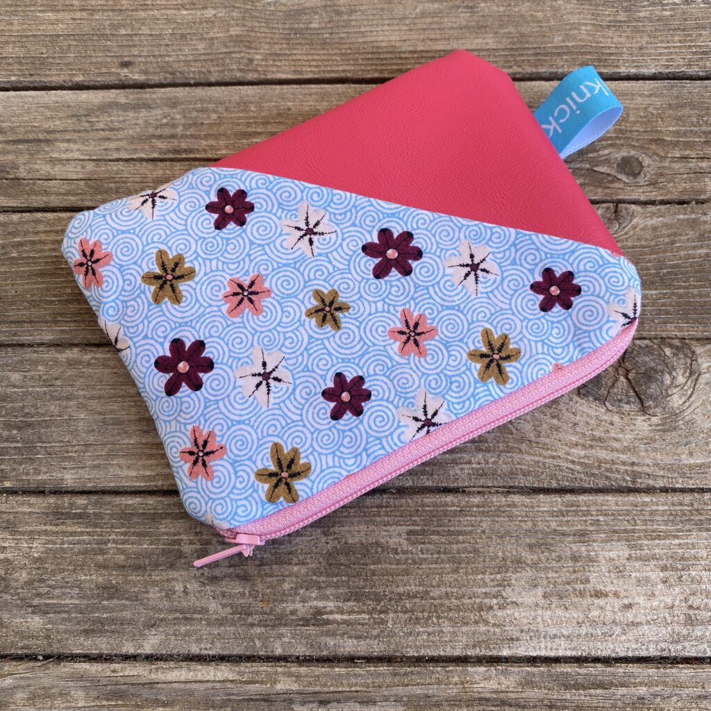 Geldbeutel, Mini Täschchen pink geblümt, Kunstleder