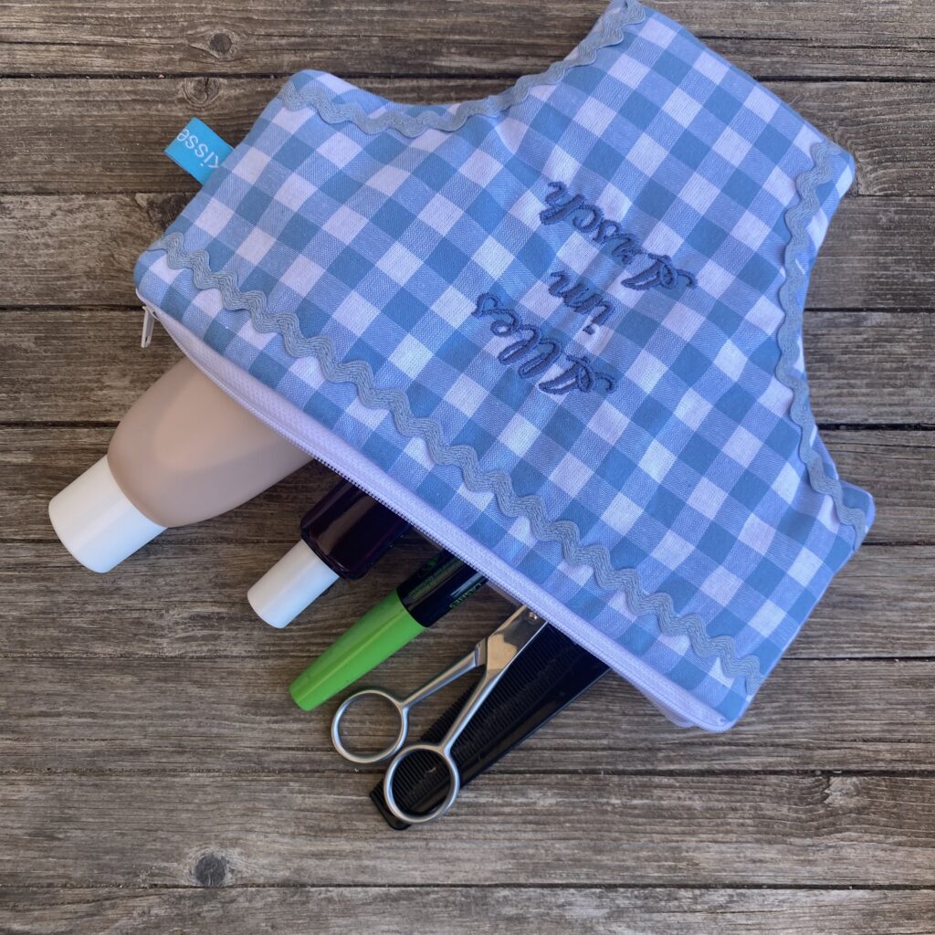 Lustige Tasche mit Spruch "Alles im Arsch" hellblau/ weiß kariert, Geschenk für Freunde