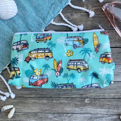 Kosmetiktasche/ Wetbag mittelgroß mit für Vanlifer, Bullis und Surfbretter in türkis