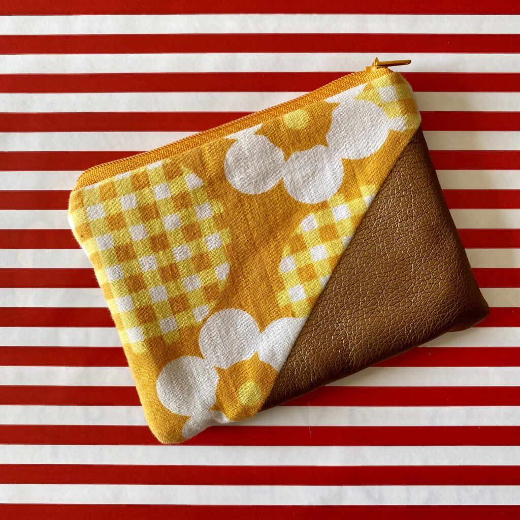 Mini Geldbeutel Patchwork - Vintage, Retro 70erJahre Blumen gelb
