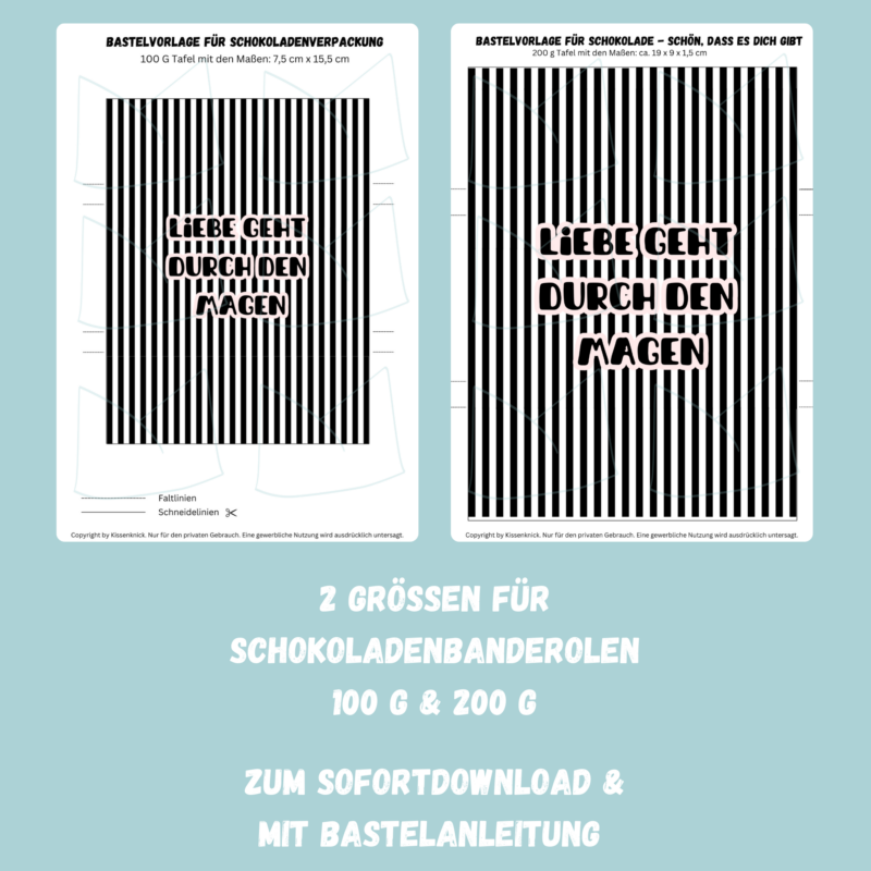 Banderole für Schokolade - Liebe geht durch den Magen
