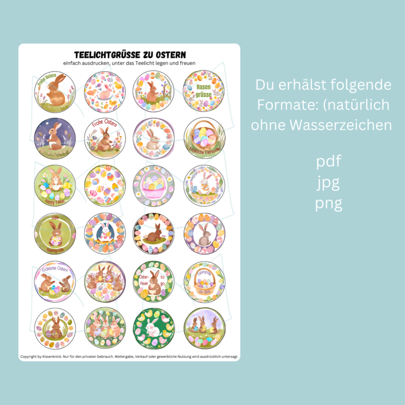 Teelicht mit Botschaft - bunte Ostern - Digitaler Download – Bild 5