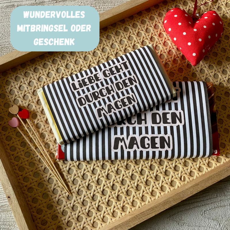Banderole für Schokolade - Liebe geht durch den Magen