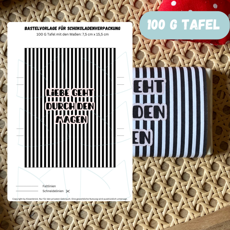 Banderole für Schokolade - Liebe geht durch den Magen 100g