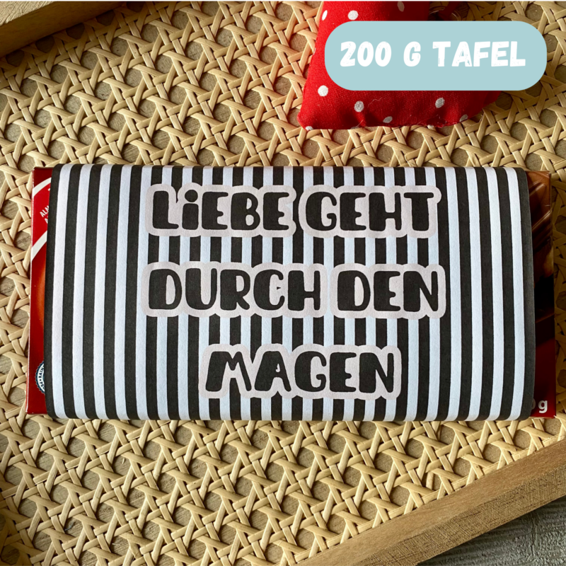 Banderole für Schokolade - Liebe geht durch den Magen 200g