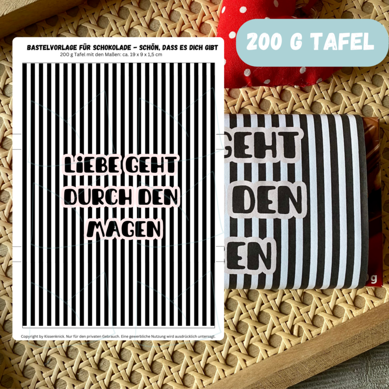Banderole für Schokolade - Liebe geht durch den Magen 200g