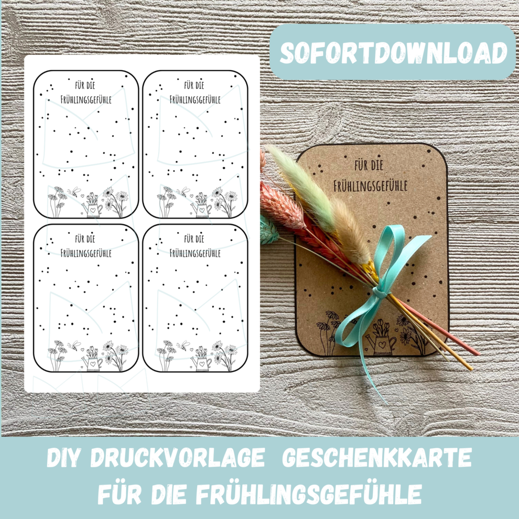 Bastelvorlage Geschenkkarte - Für die Frühlingsgefühle - Karte zum Bestücken - PDF Download