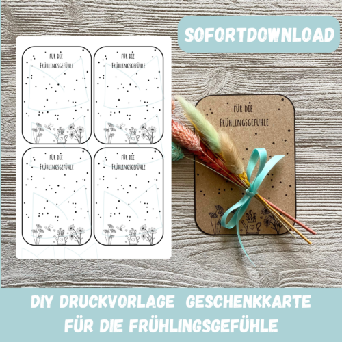 Bastelvorlage Geschenkkarte - Für die Frühlingsgefühle - Karte zum Bestücken - PDF Download