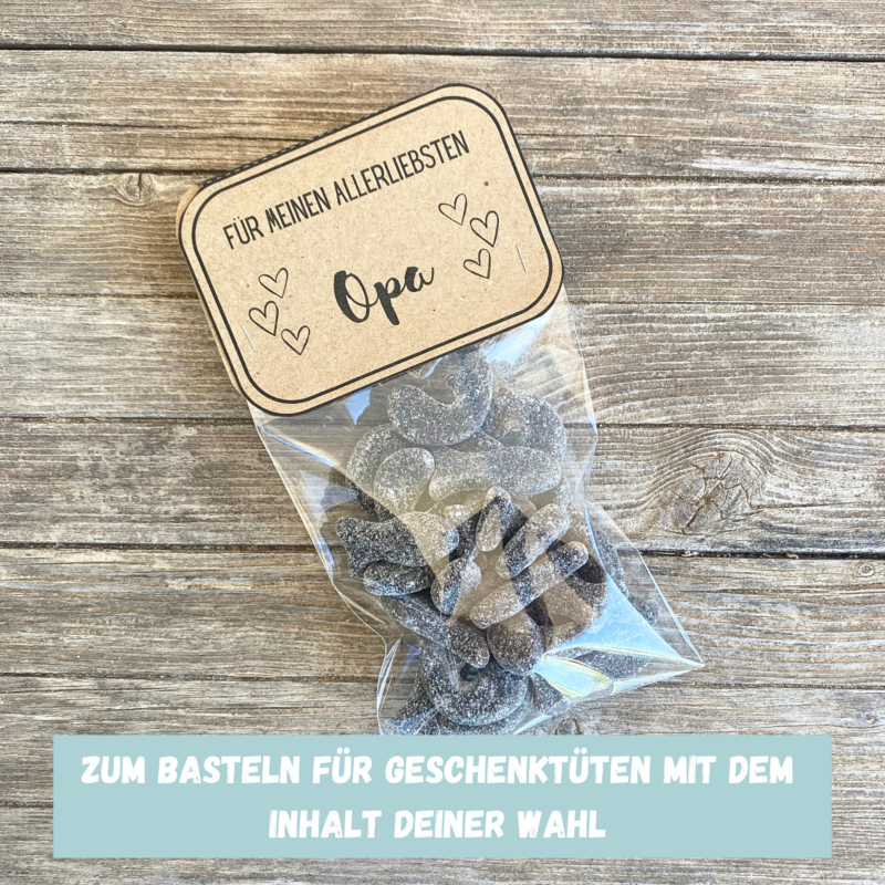 Bastelvorlage Geschenktüte, Tütenklappe - Für meinen allerliebsten Opa - 3 Größen - Digitaler Download - PDF