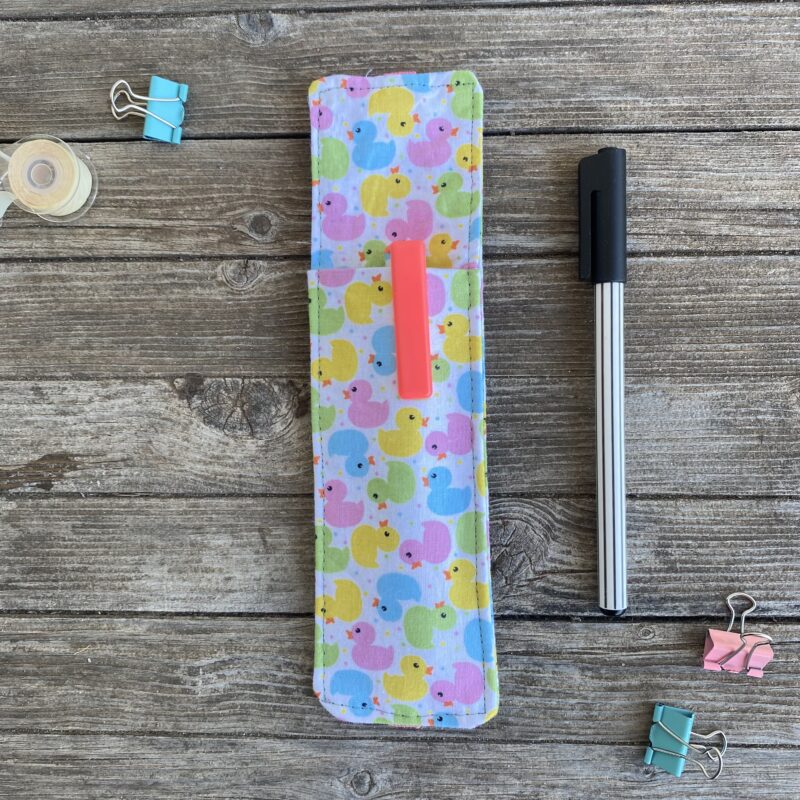 Lesezeichen Stifthalter, Mäppchen für Tagebuch, Freundschaftsbuch, Kalender, mit Gummiband, bunte Enten