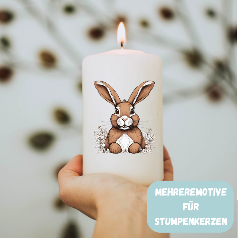Kerzentattoos Osterhasen Blockkerze