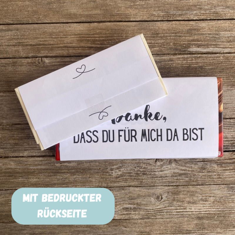 Danke, dass Du für mich da bist - Schokoladenbanderole, Verpackung für Schokolade 100 g & 200 g Tafeln - Digitaler Download - PDF