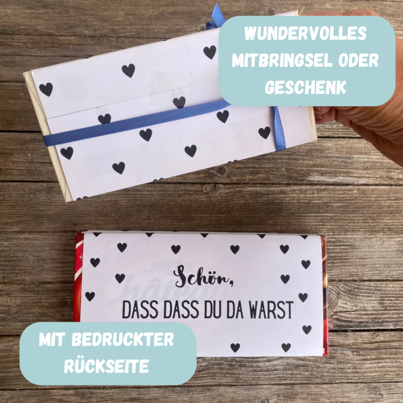 Schön, dass Du da warst, Verpackung für Schokolade 100 g & 200 g Tafeln - Digitaler Download - PDF