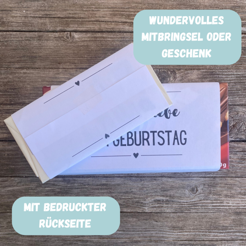 Alles Liebe zum Geburtstag - Schokoladenbanderole, Verpackung für Schokolade 100 g & 200 g Tafeln - Digitaler Download - PDF