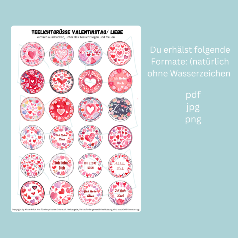 Teelichtbotschaft Valentinstag Übersicht