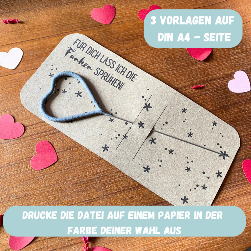 Bastelvorlage Kerze/ Wunderkerze - Für Dich lass ich die Funken sprühen