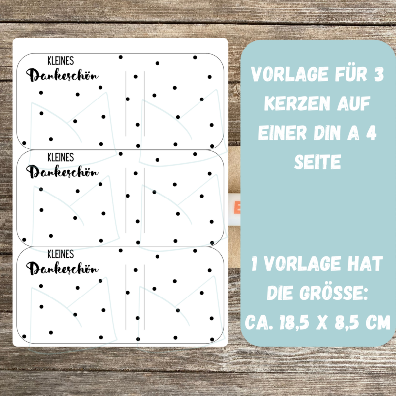 Kleines Dankeschön - Kerzenverpackung für Stabkerzen & andere Kleinigkeiten - Druckvorlage zum selber basteln - Download