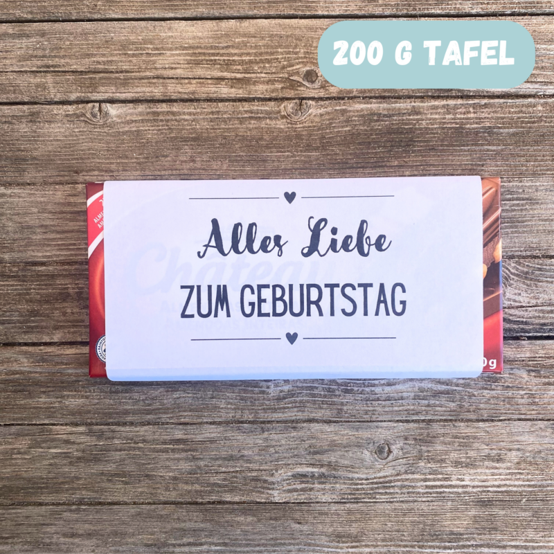 Alles Liebe zum Geburtstag - Schokoladenbanderole, Verpackung für Schokolade 100 g & 200 g Tafeln - Digitaler Download - PDF