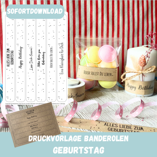 PDF Bastelvorlage Banderolen zum Geburtstag - für schnelle Geschenkverpackungen - Download