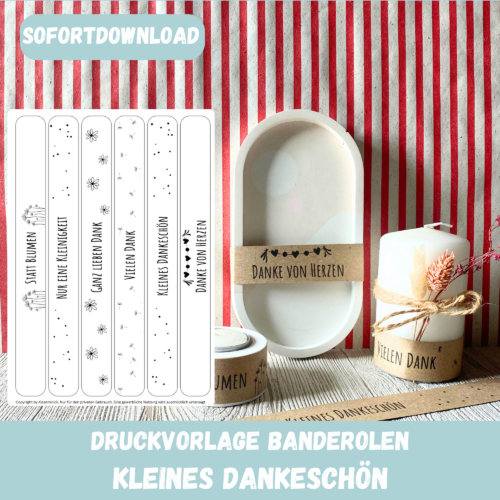 PDF Bastelvorlage Banderolen Kleines Dankeschön, für Geschenkverpackungen - Download