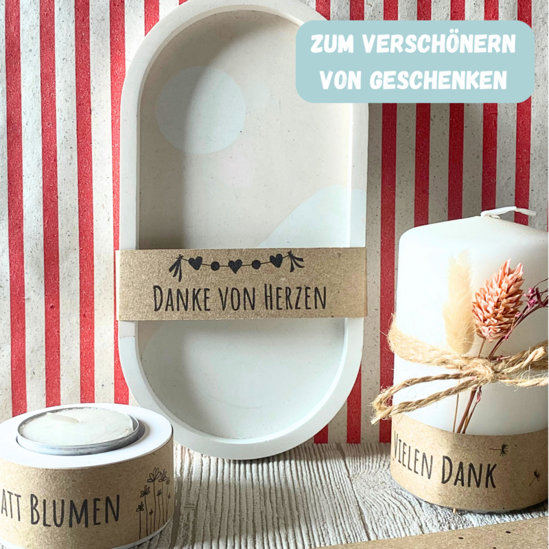 PDF Bastelvorlage Banderolen Kleines Dankeschön, für Geschenkverpackungen - Download