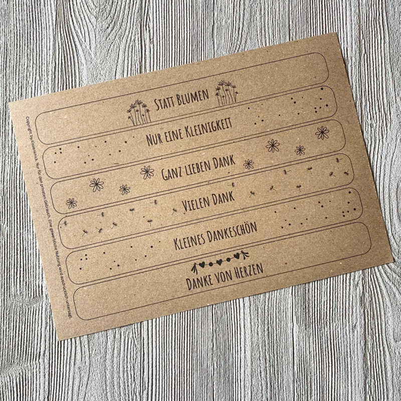 PDF Bastelvorlage Banderolen Kleines Dankeschön, für Geschenkverpackungen - Download