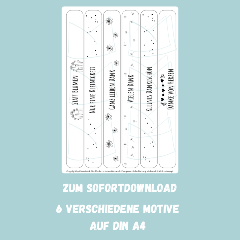 PDF Bastelvorlage Banderolen Kleines Dankeschön, für Geschenkverpackungen - Download