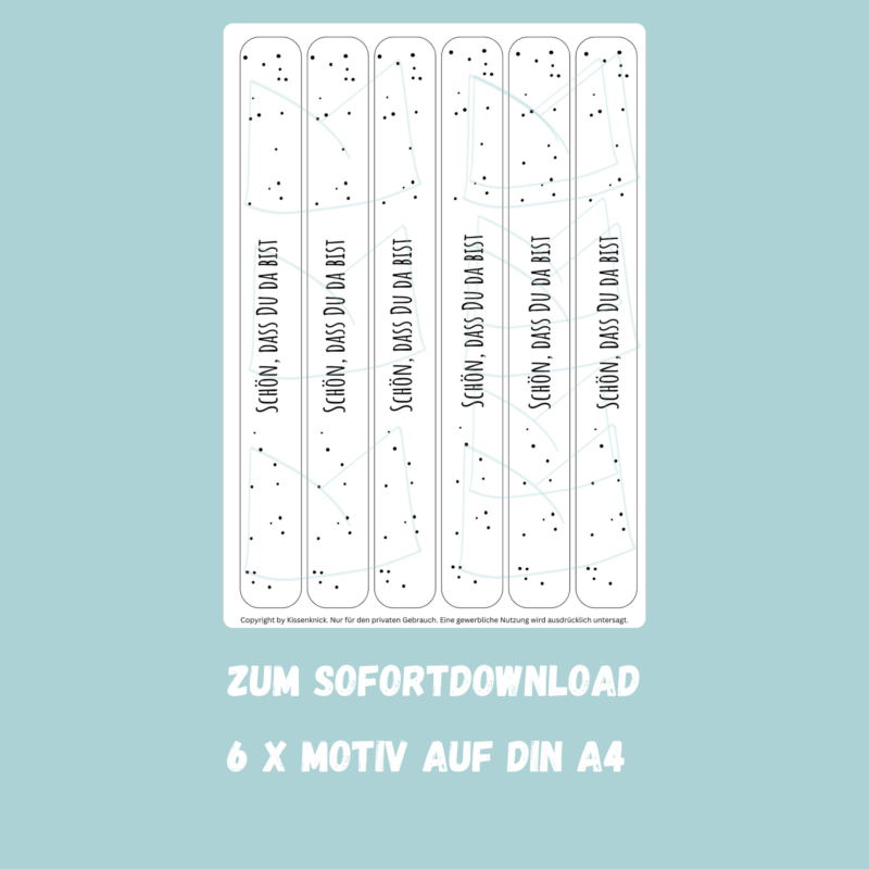 PDF Bastelvorlage Banderolen Schön, das Du da bist - Geschenkverpackungen, Tischdekoration - Download