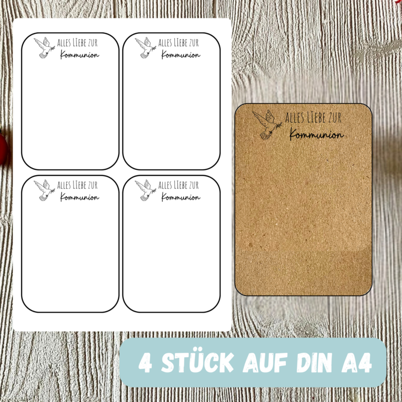 Bastelvorlage Geschenkkarte - Alles Liebe zur Kommunion - Karte zum Bestücken - PDF Download