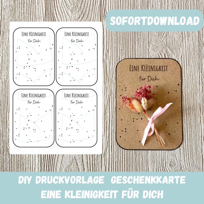 Bastelvorlage Geschenkkarte - Eine Kleinigkeit für Dich- Karte zum Bestücken - PDF Download