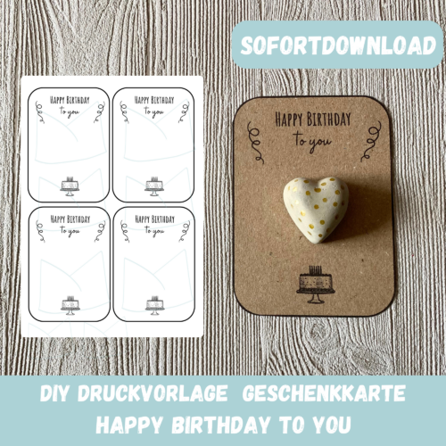 Bastelvorlage Geschenkkarte - Happy Birthday to you- Karte zum Bestücken - PDF Download