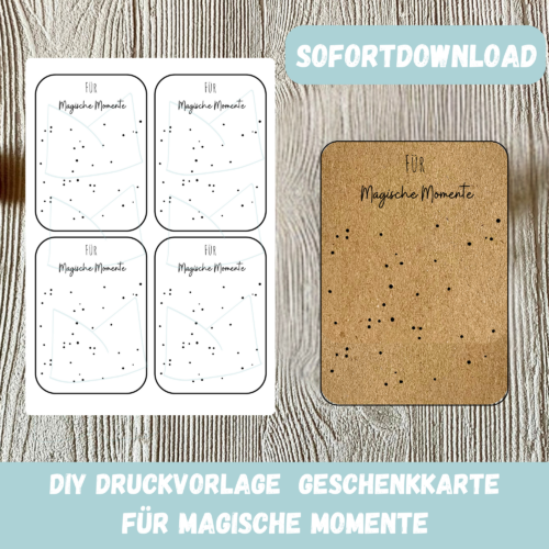 Bastelvorlage Geschenkkarte - Für magische Momente - Karte zum Bestücken - PDF Download
