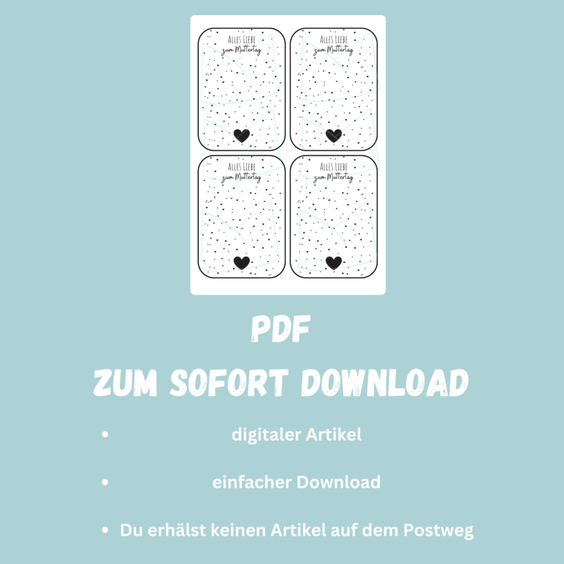 Druckvorlage Geschenkkarte - Alles Liebe zum Mutterag- Karte zum Bestücken - PDF Download