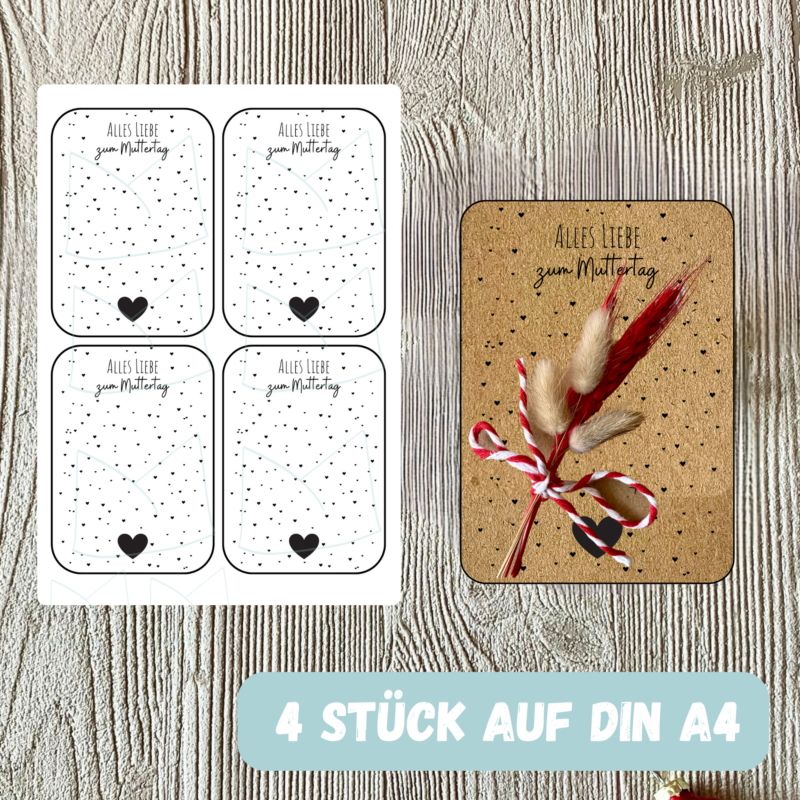 Druckvorlage Geschenkkarte - Alles Liebe zum Mutterag- Karte zum Bestücken - PDF Download