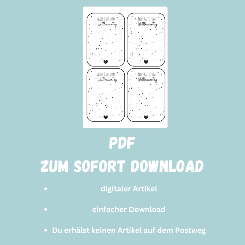 Druckvorlage Geschenkkarte - Alles Gute zum Weltfrauentag- Karte zum Bestücken - PDF Download
